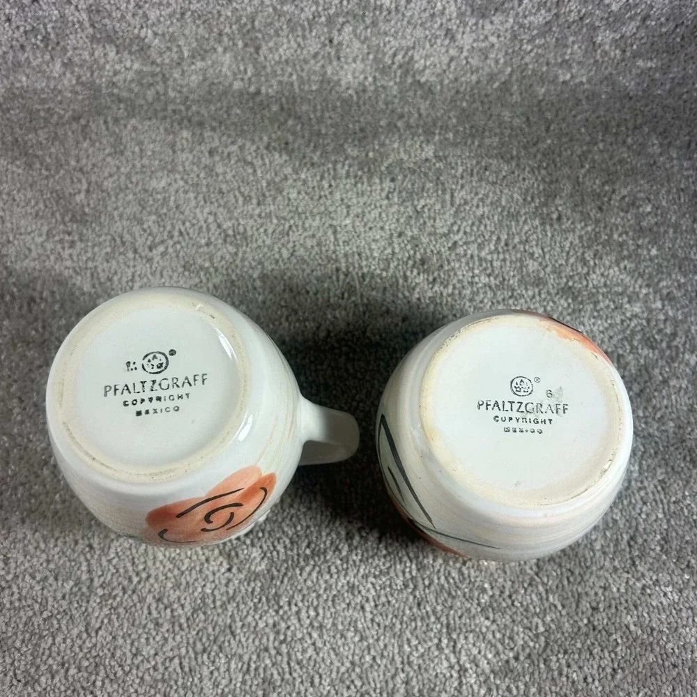 Pfaltzgraff Tango Rimed Sugar & Creamer Tea Rose Floral Stoneware White
